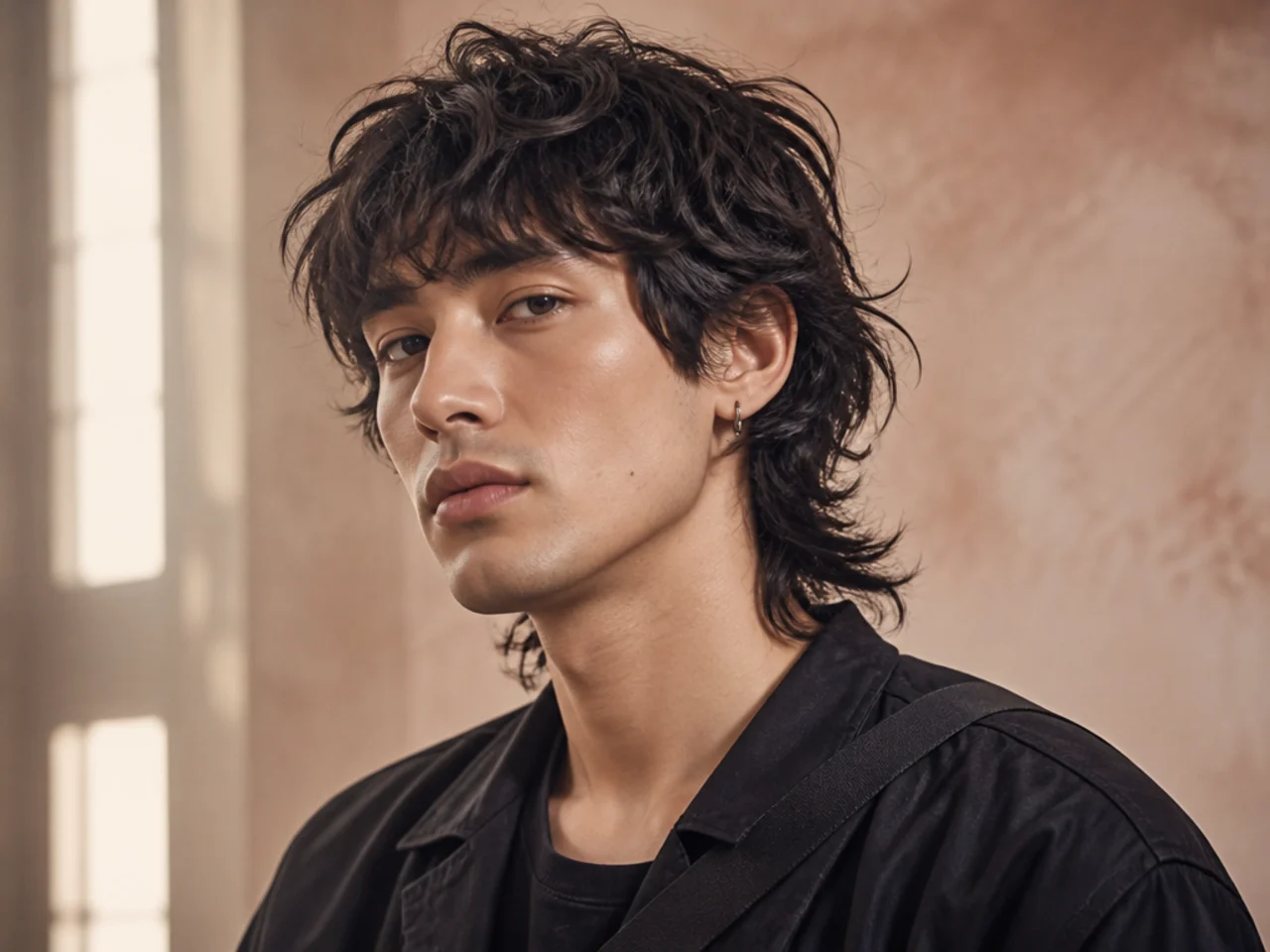 Men's wolf cut with extended nape length