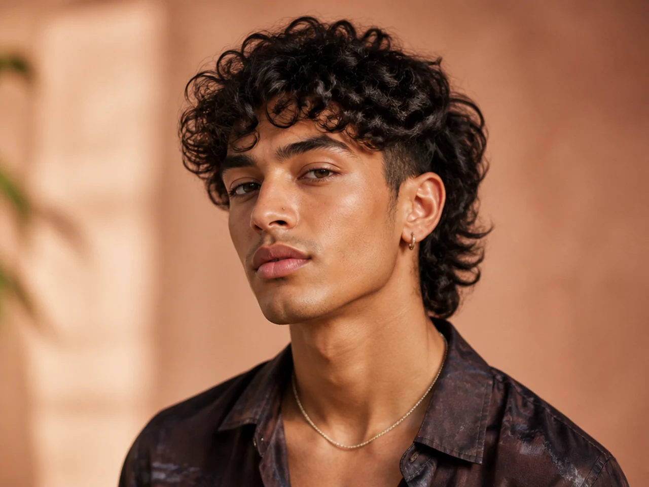 Curly men's wolf cut with tapered sides