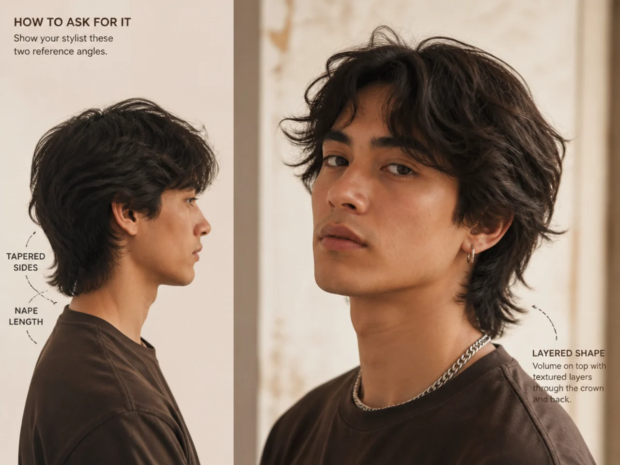 Side profile reference photo showing nape length and tapered sides