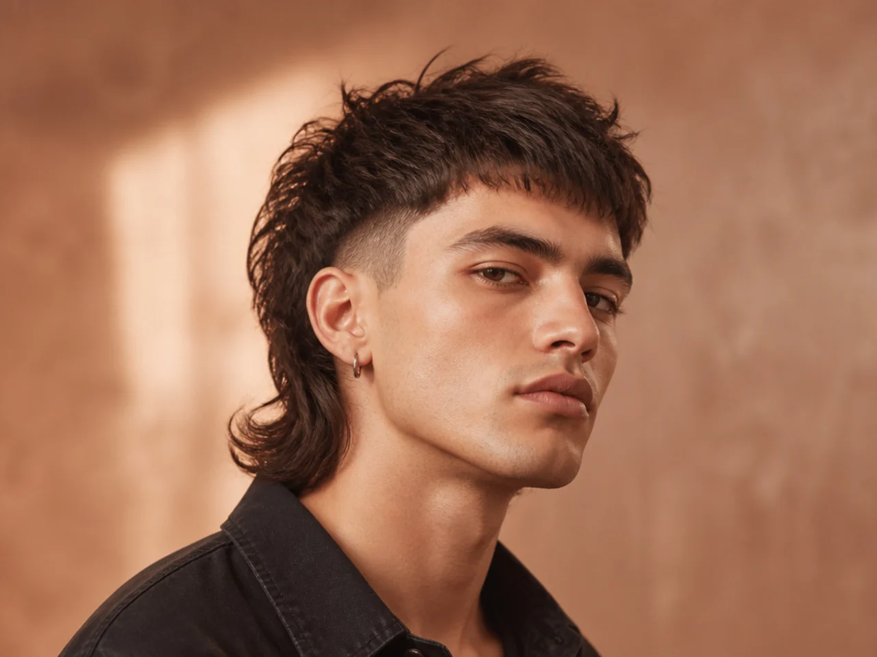 Men's mullet with a clean disconnection