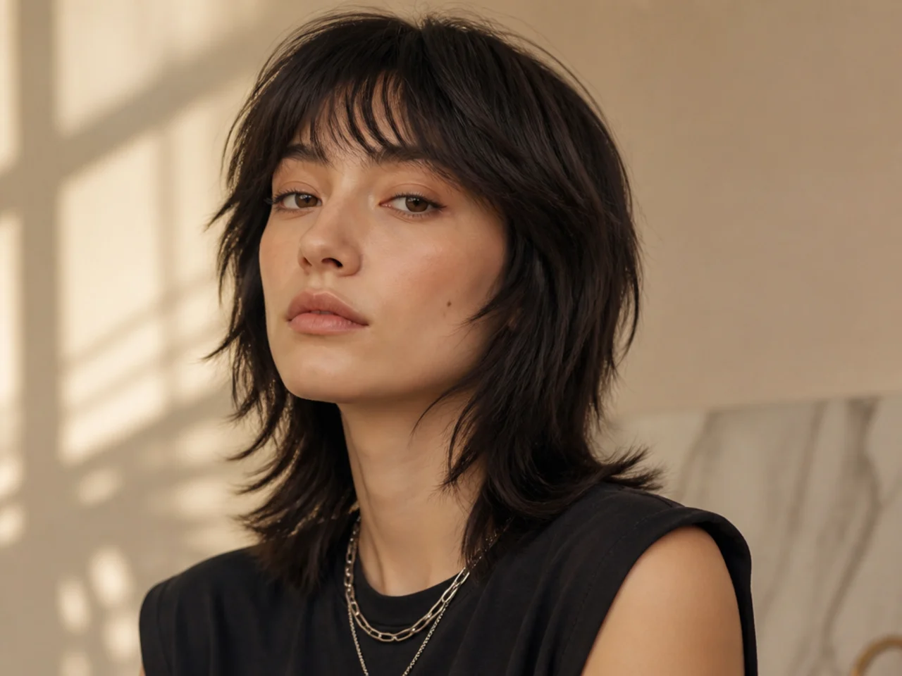 Wolf cut on fine hair with restrained layering