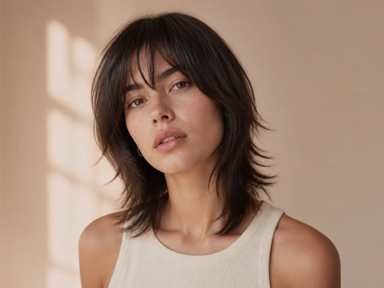 Wolf cut adapted for fine hair with fewer lower layers