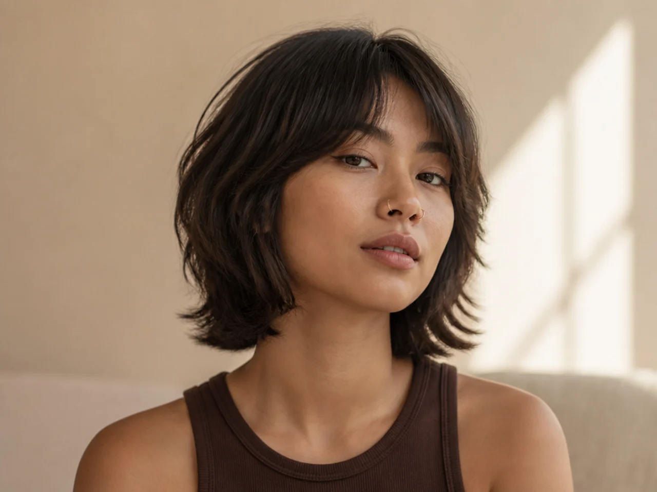 Jaw-length bob wolf cut with packed layers