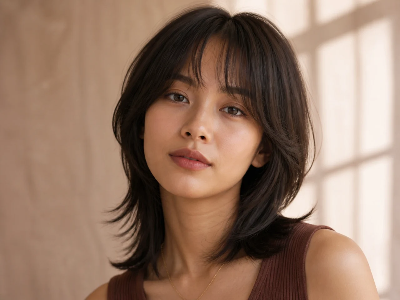 A subtle minimal wolf cut with light layering