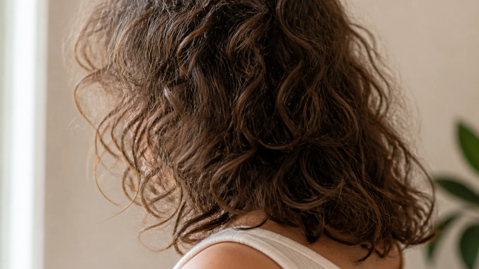 Loose S shaped waves with a fine fuzz of shorter hairs at the crown