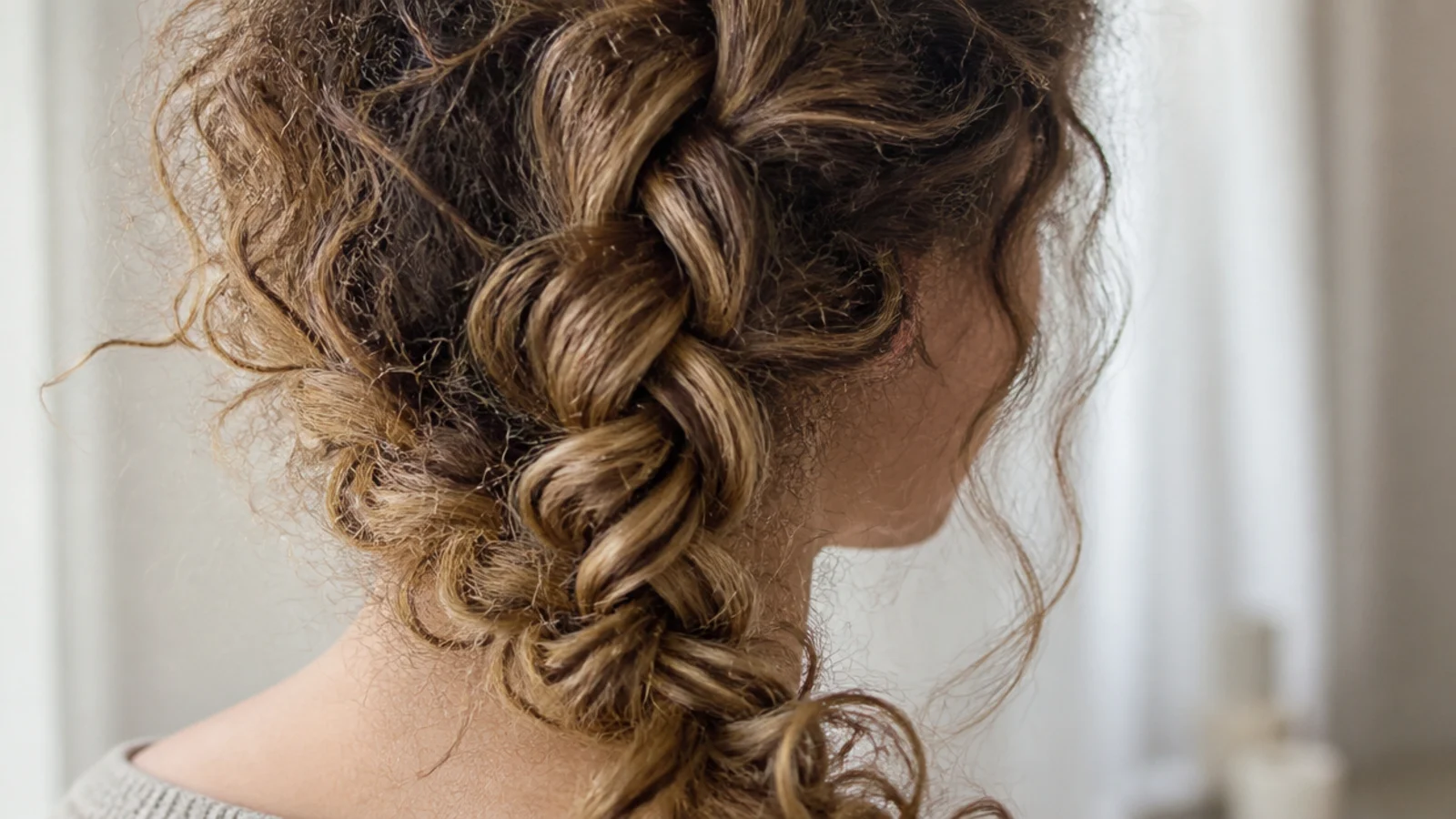 A loose braid with the edges pulled wide for a soft undone shape