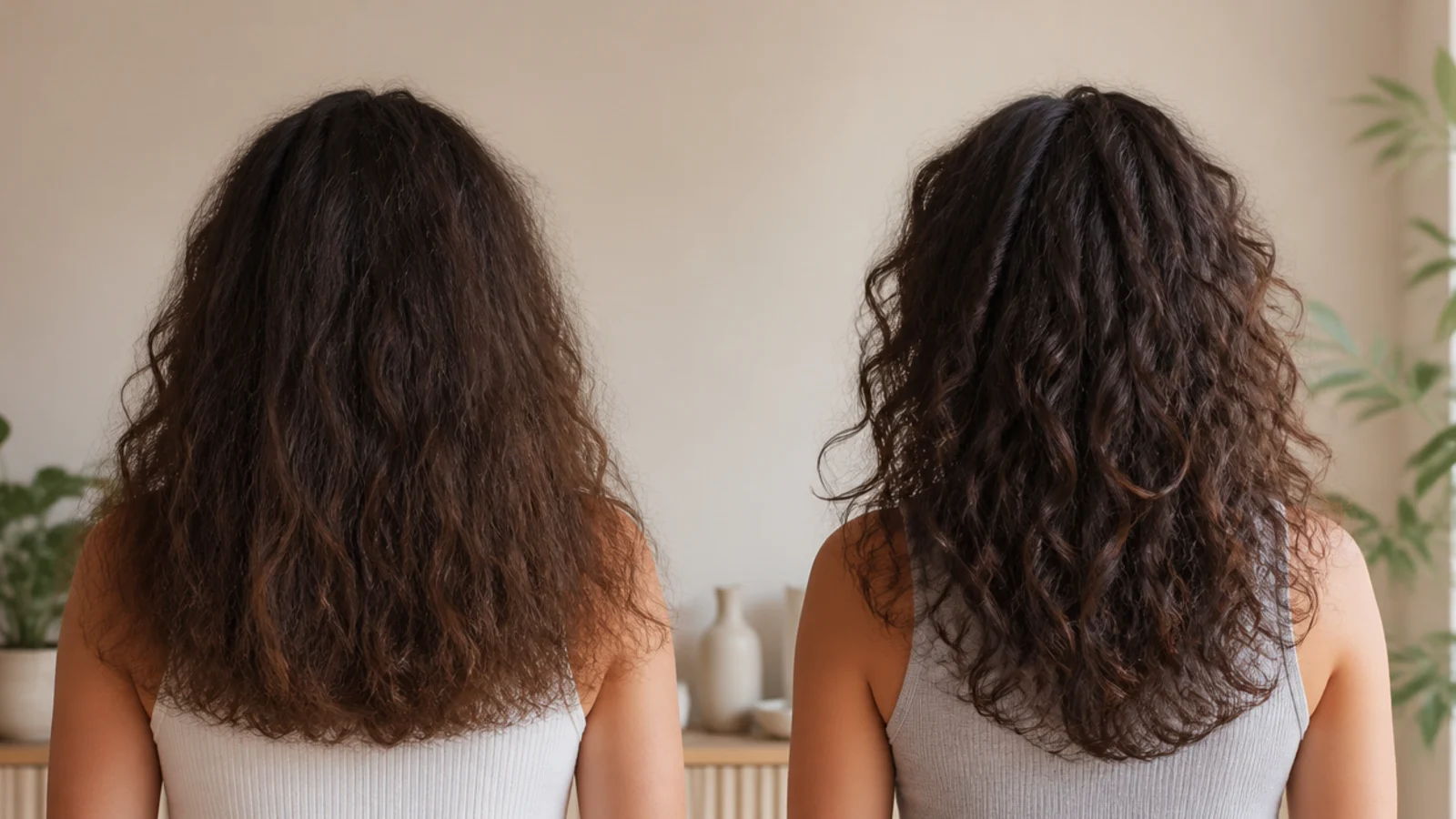 A stylist point cutting into a dry curl section
