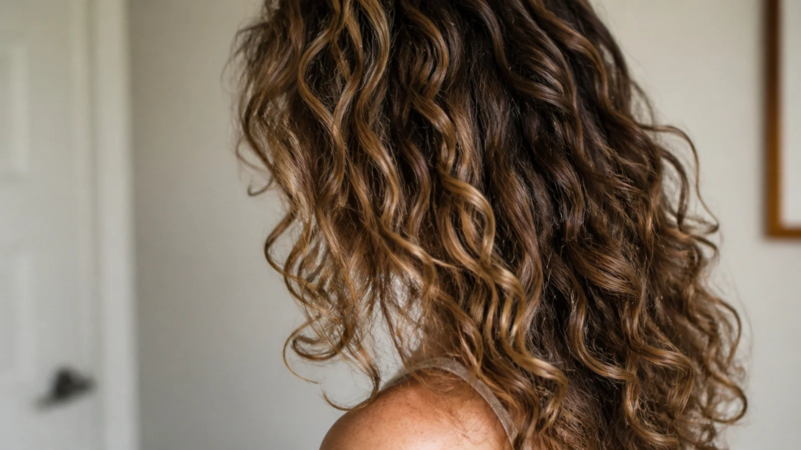 Long curls with visible layering through the mid lengths