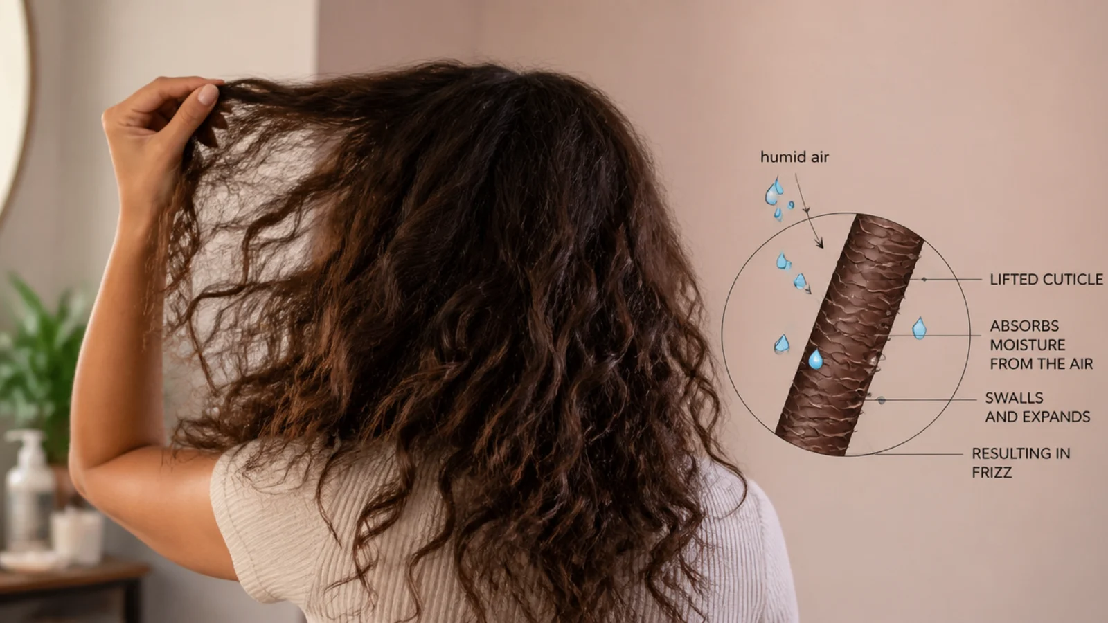 Close view of a single curl showing lifted strands around a defined spiral