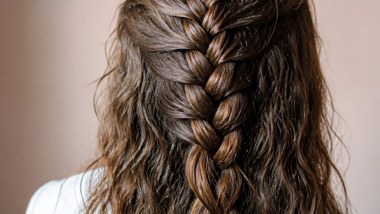 A french braid running down the centre of the back of the head