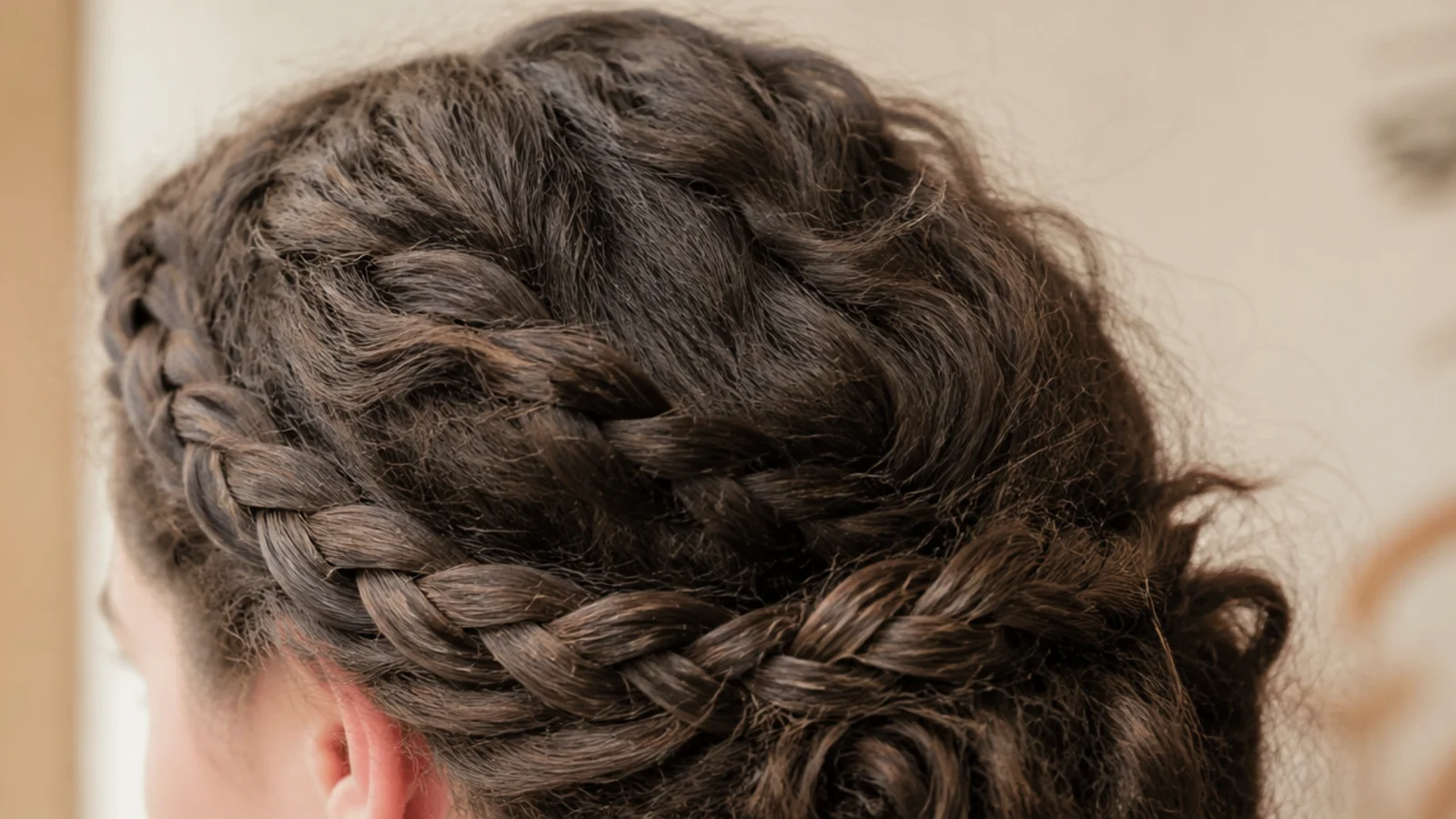 A braid wrapped around the head above the ears