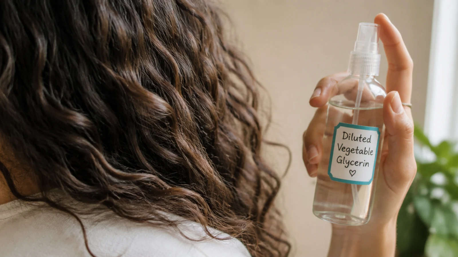 A spray bottle of clear liquid beside a small bottle of glycerin