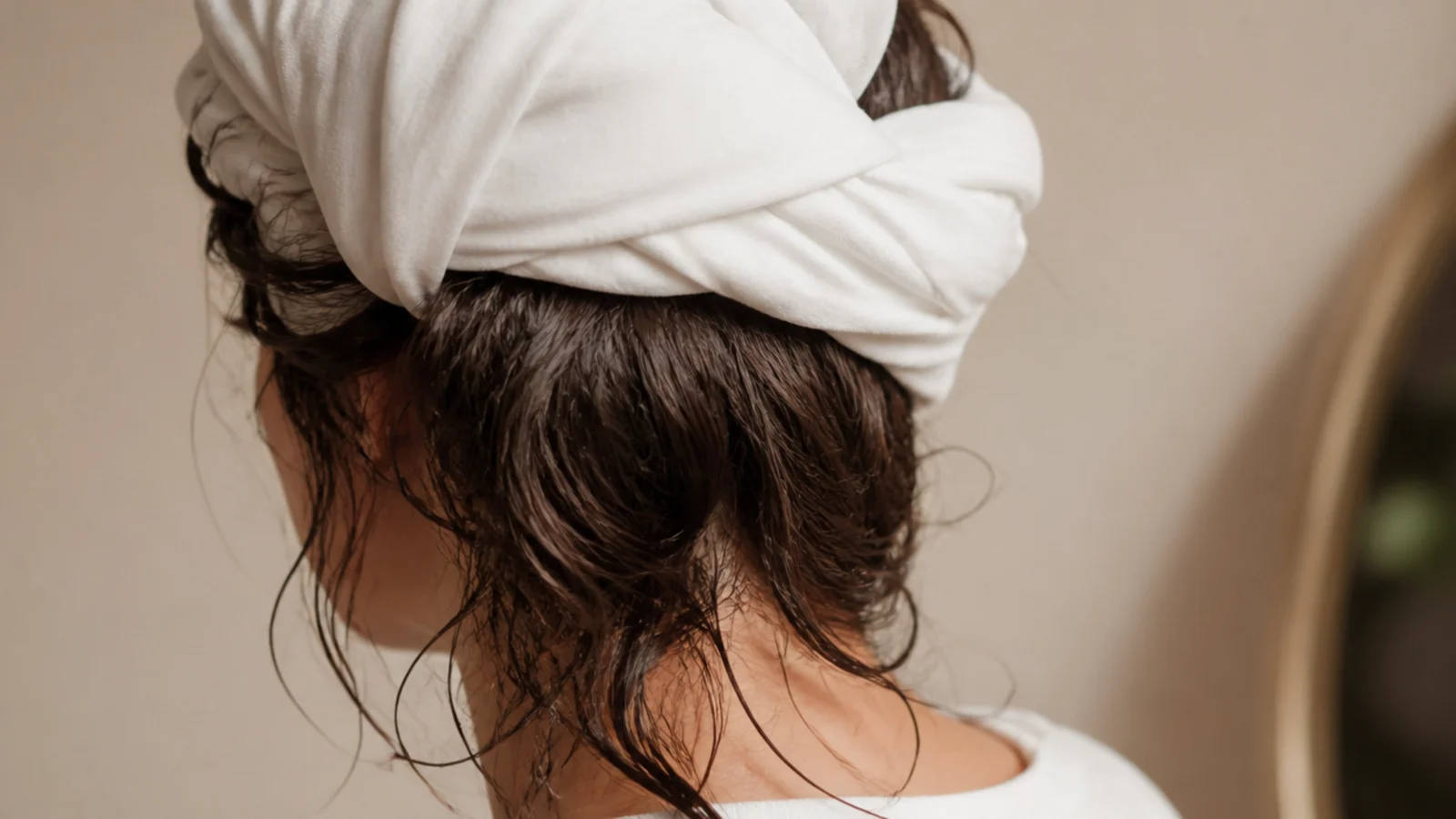 Hair wrapped into a cotton t shirt turban