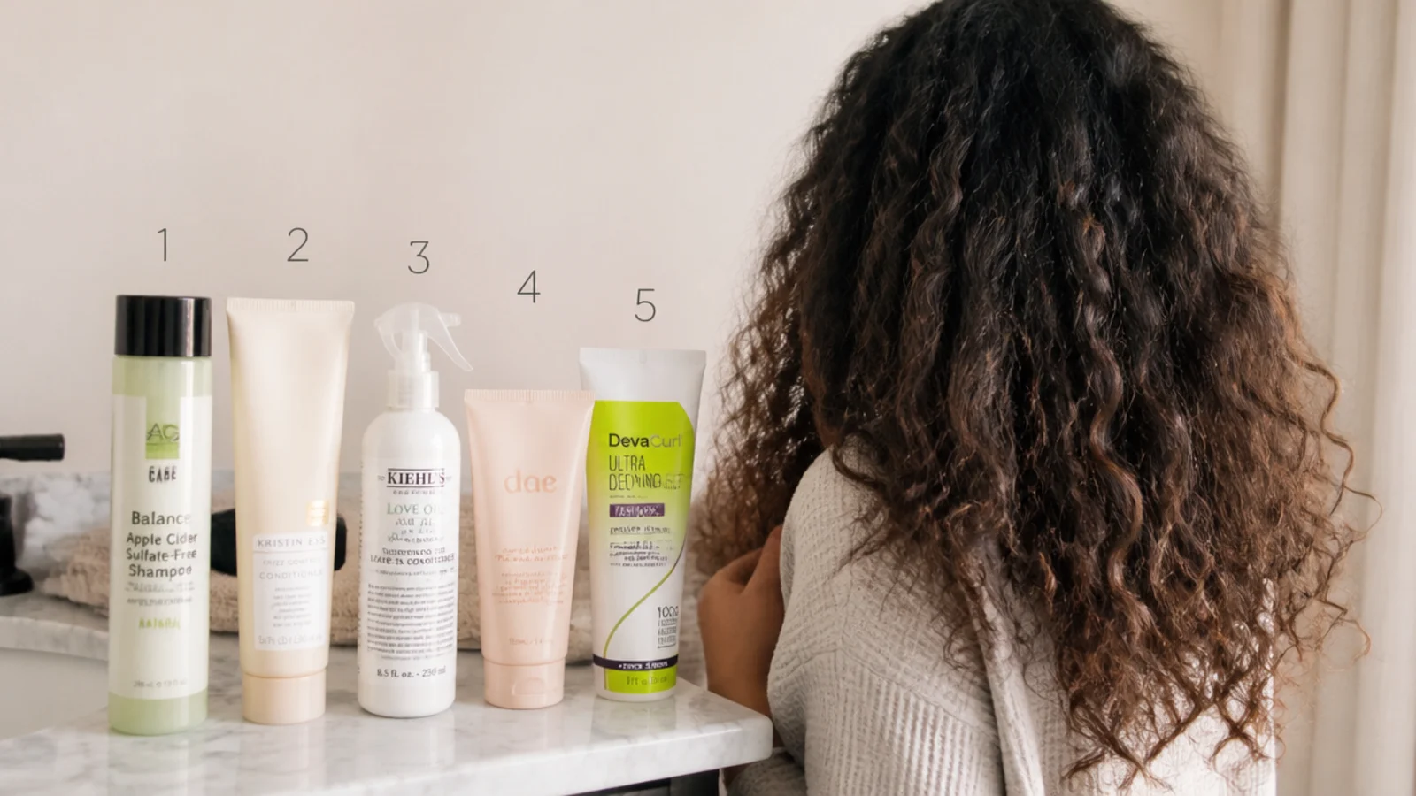 Conditioner measured into a palm beside a shower