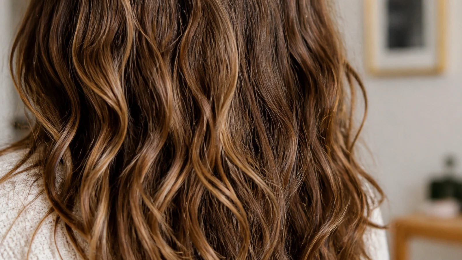 Defined scrunched waves photographed against a pale background