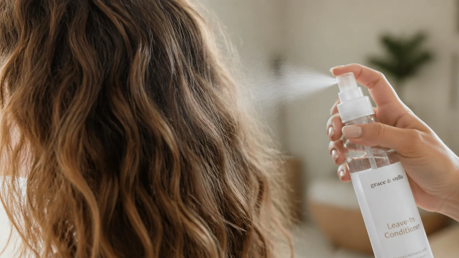 A spray bottle misting a section of dry waves at the mid lengths