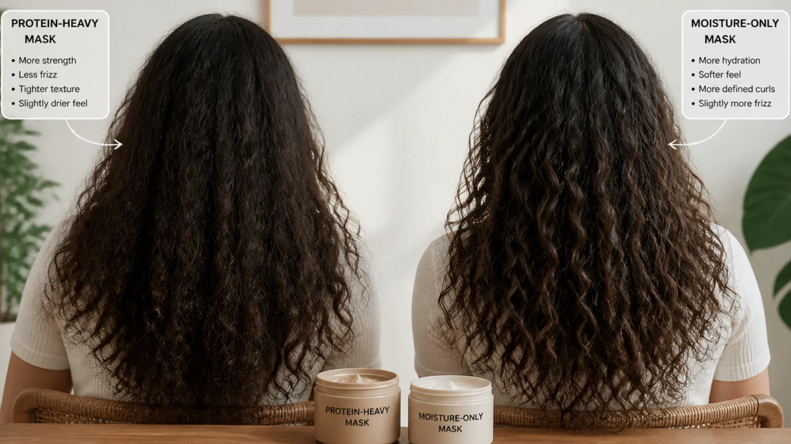 Two open mask tubs side by side with different textures visible inside