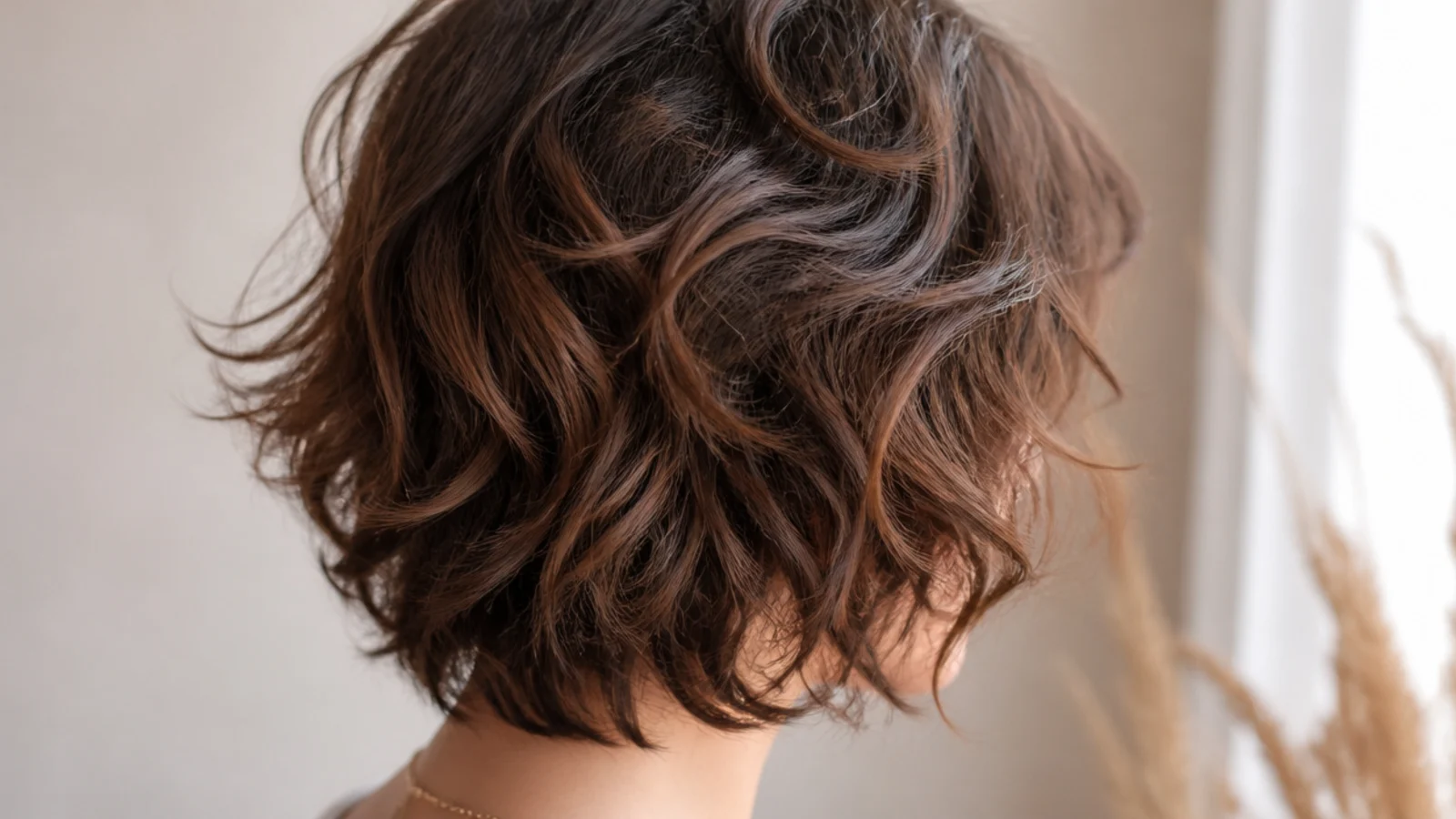 A short choppy shag with a soft fringe falling into the eyebrows