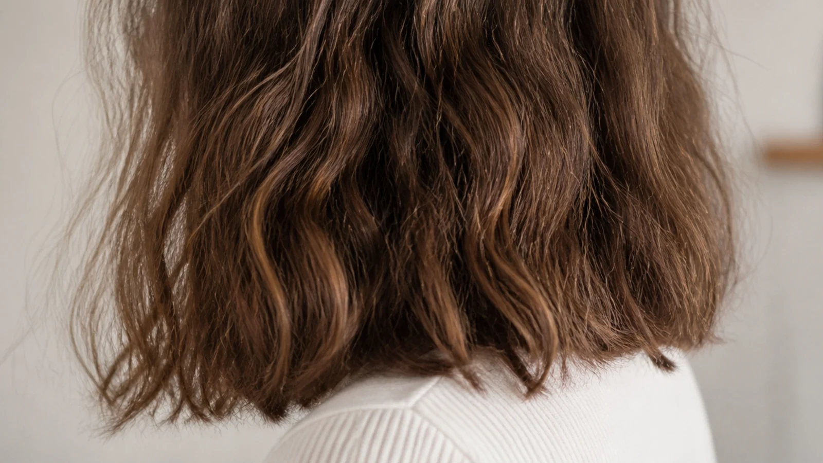 A shoulder grazing lob with softly point cut ends
