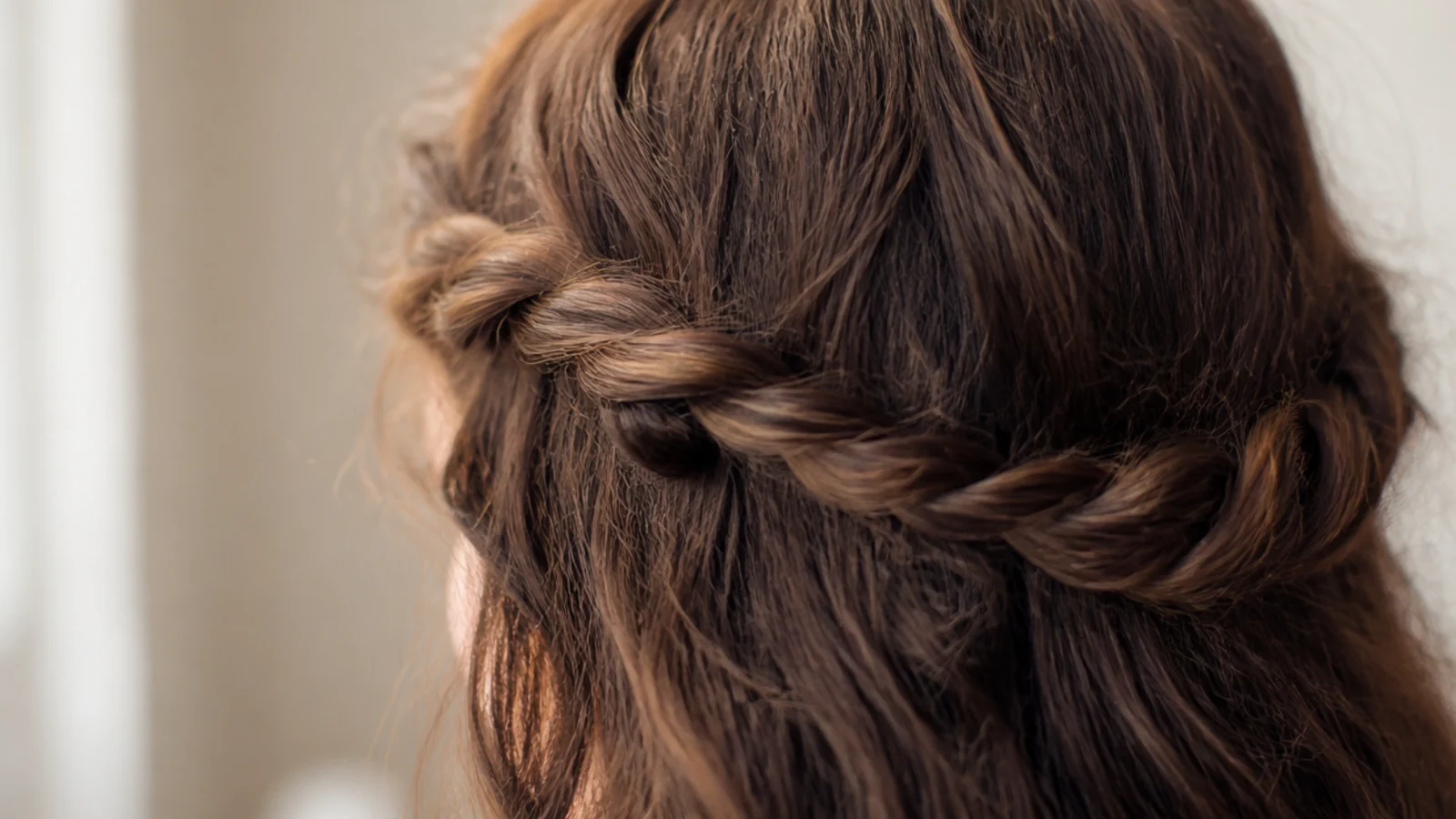 A braid wrapped fully around the head like a crown