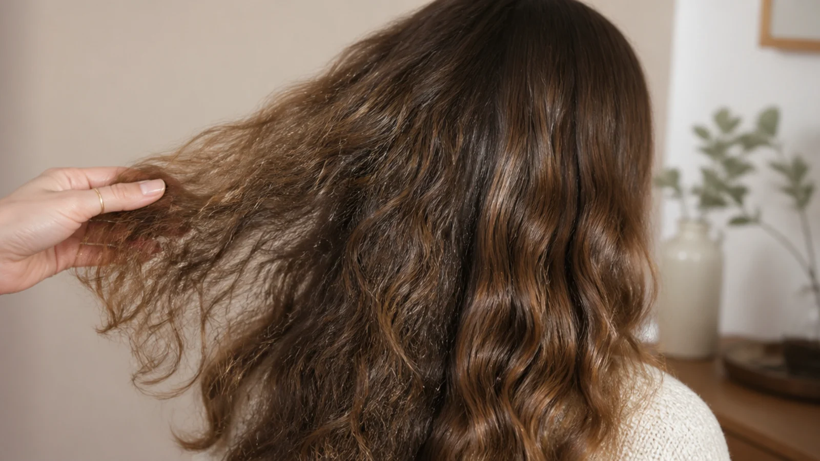Close view of coarse hair strands sitting apart from one another rather than clumping