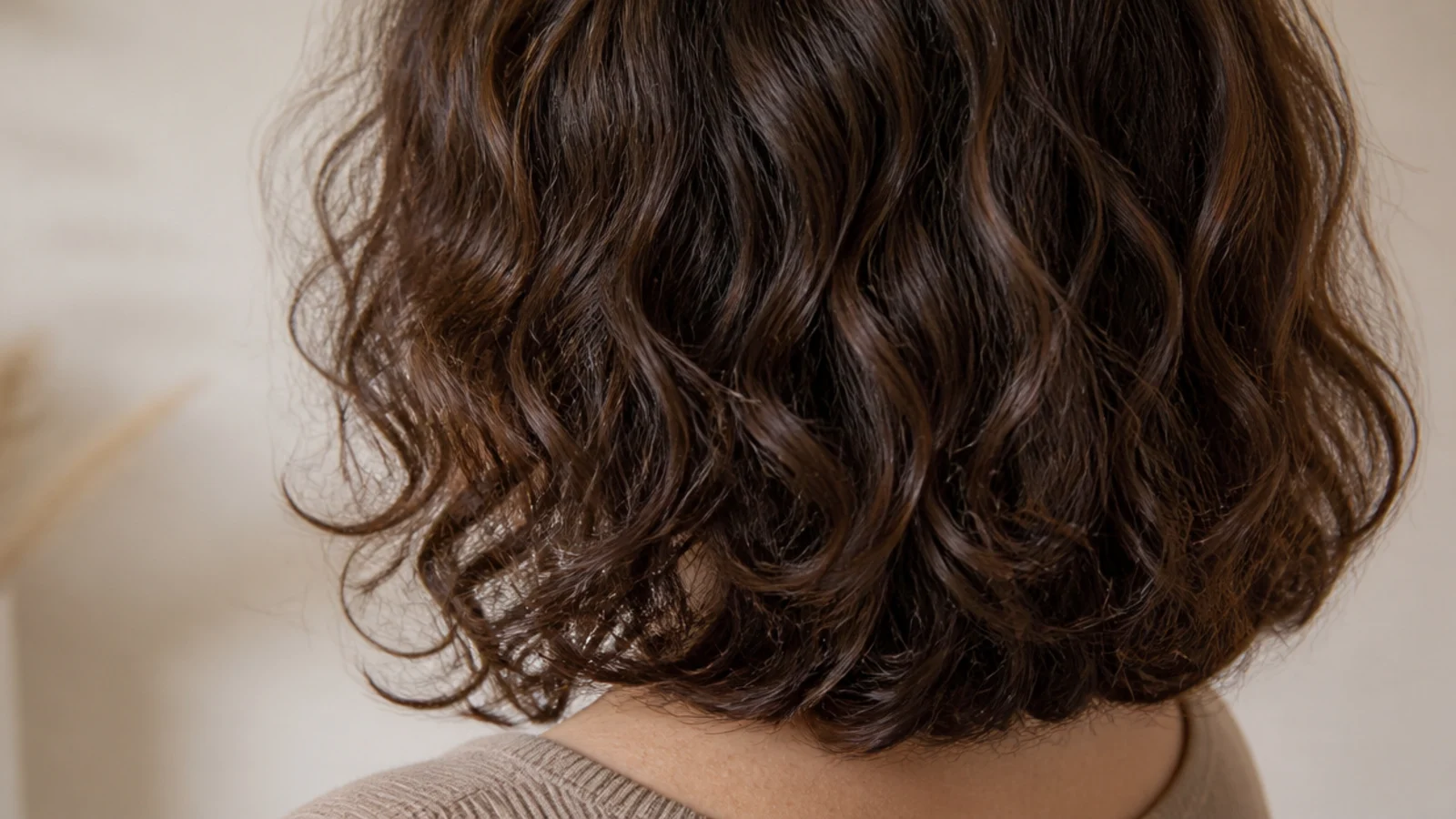 Collarbone length hair photographed from behind showing a softly curved bottom edge