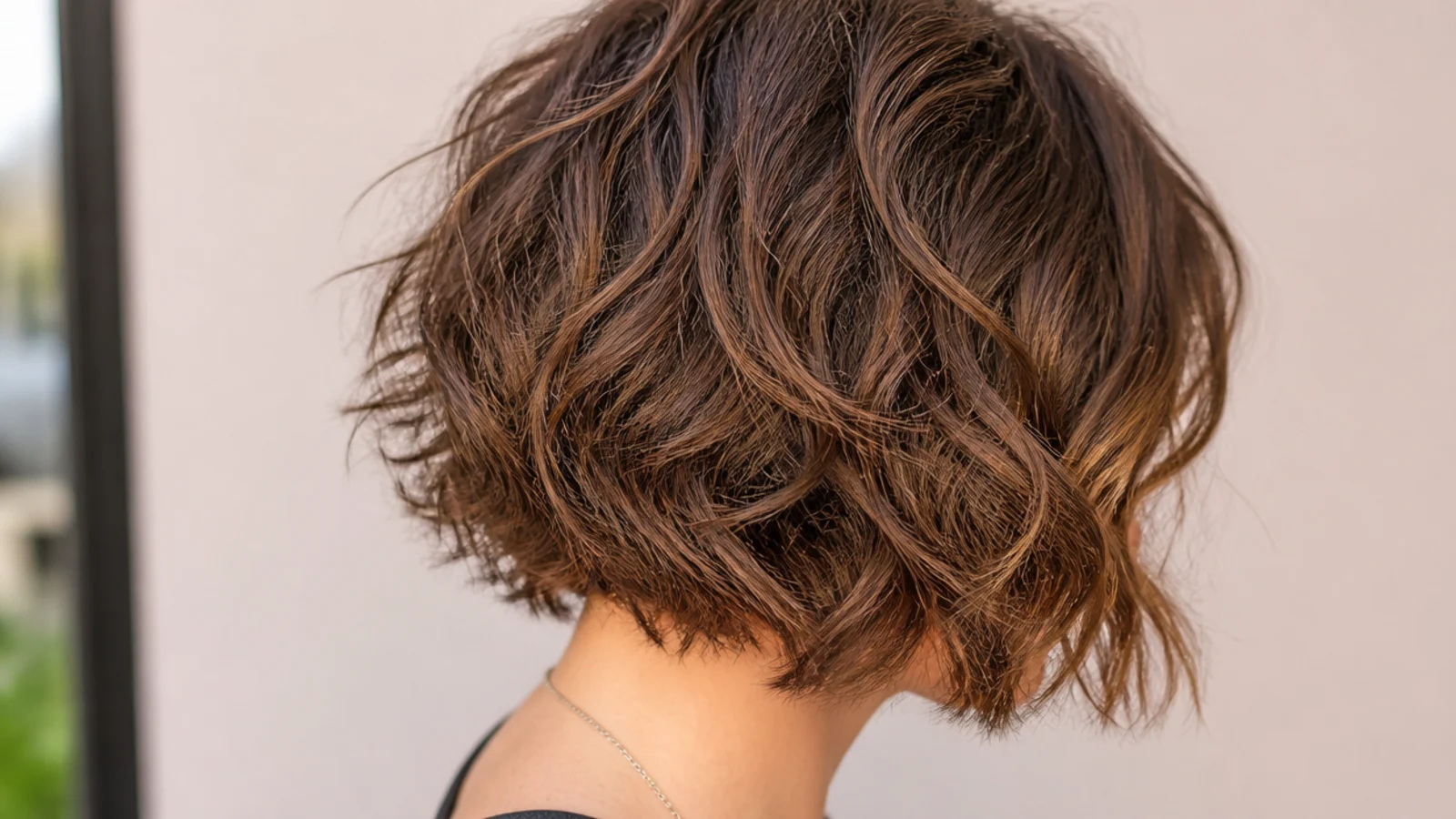 A bob angled longer towards the chin, seen in profile against a plain background