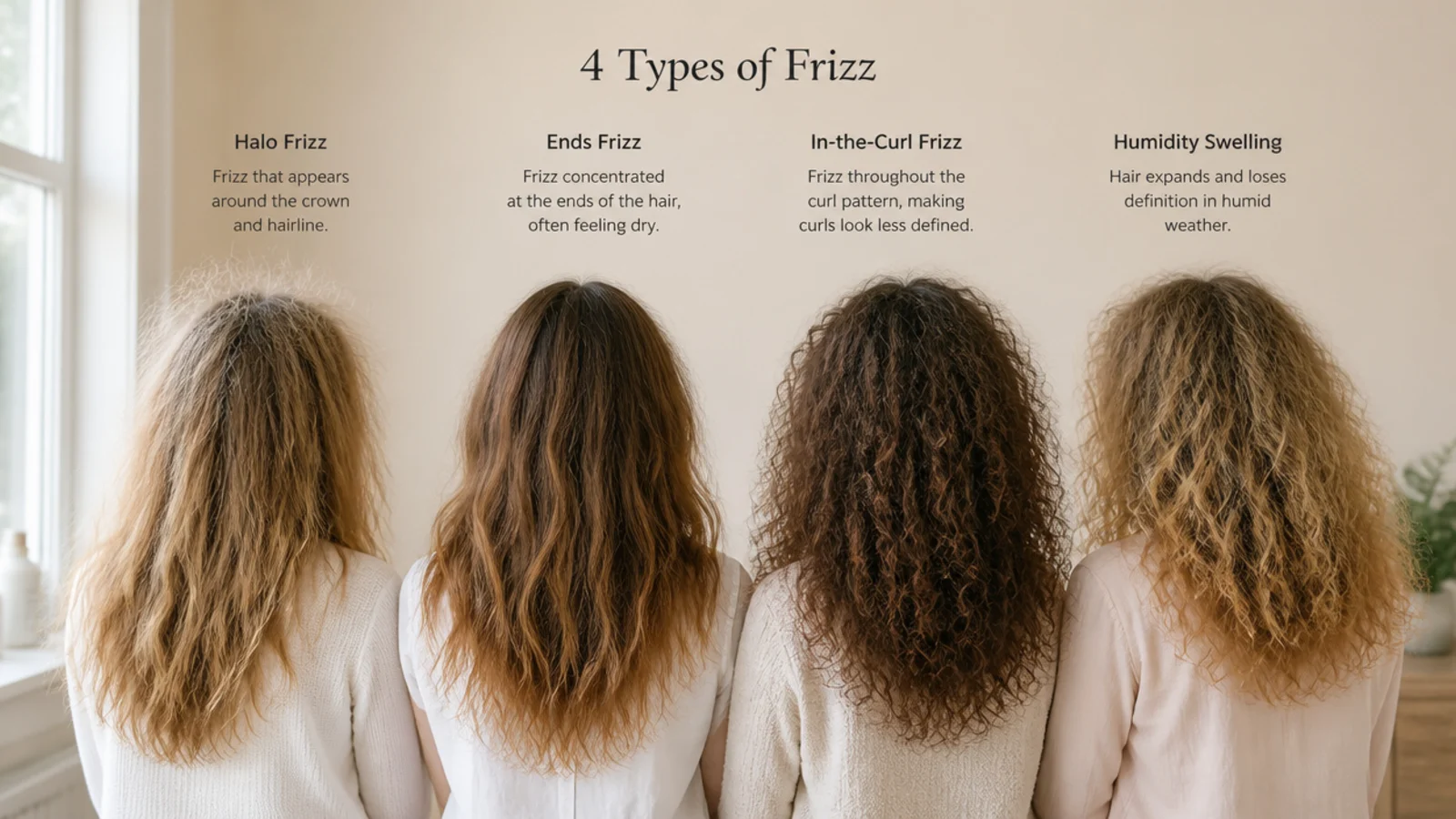 Four close crops of the same head showing crown, ends, mid lengths and hairline