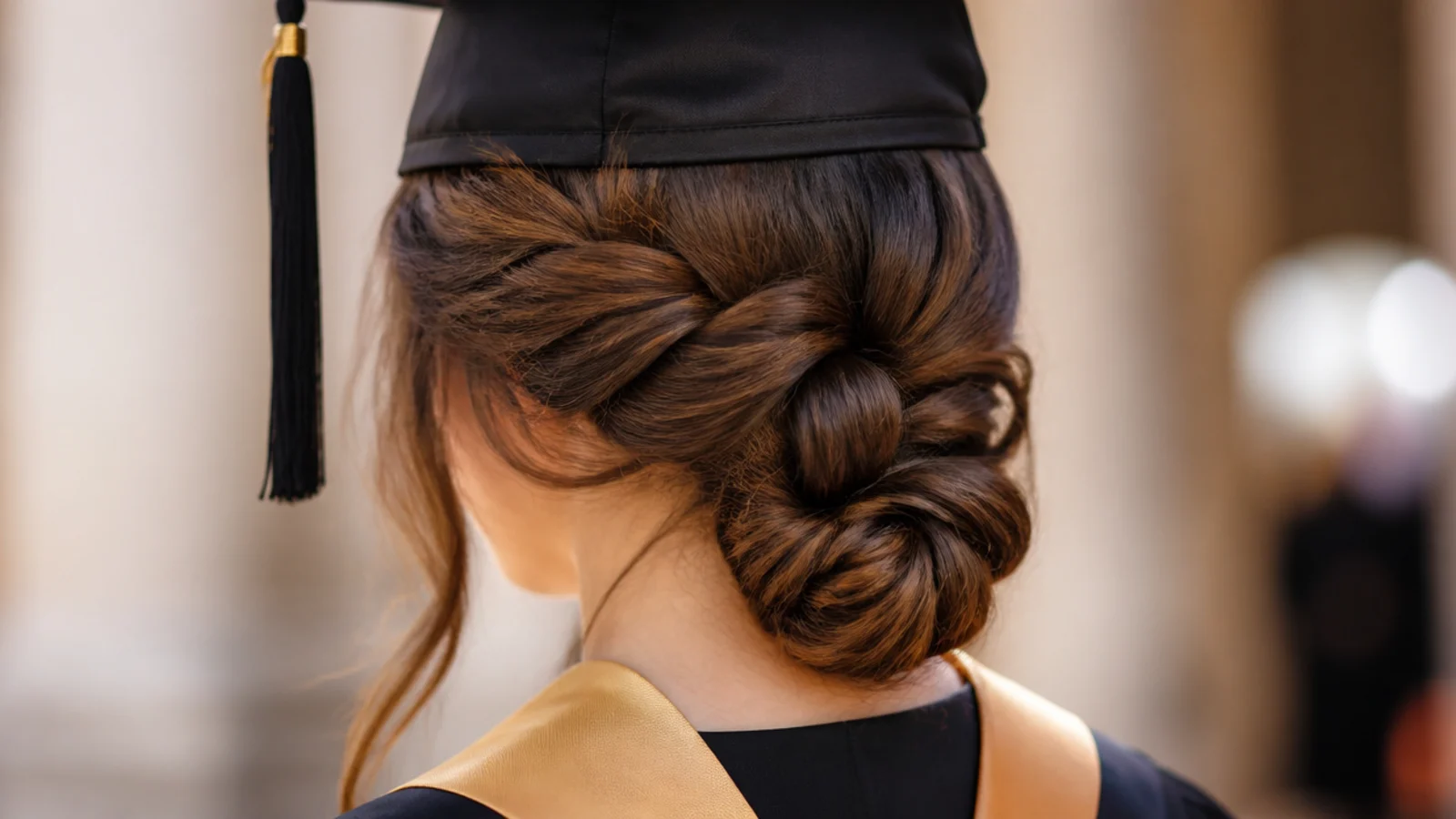 A wide loosened braid with soft strands pulled out along its length