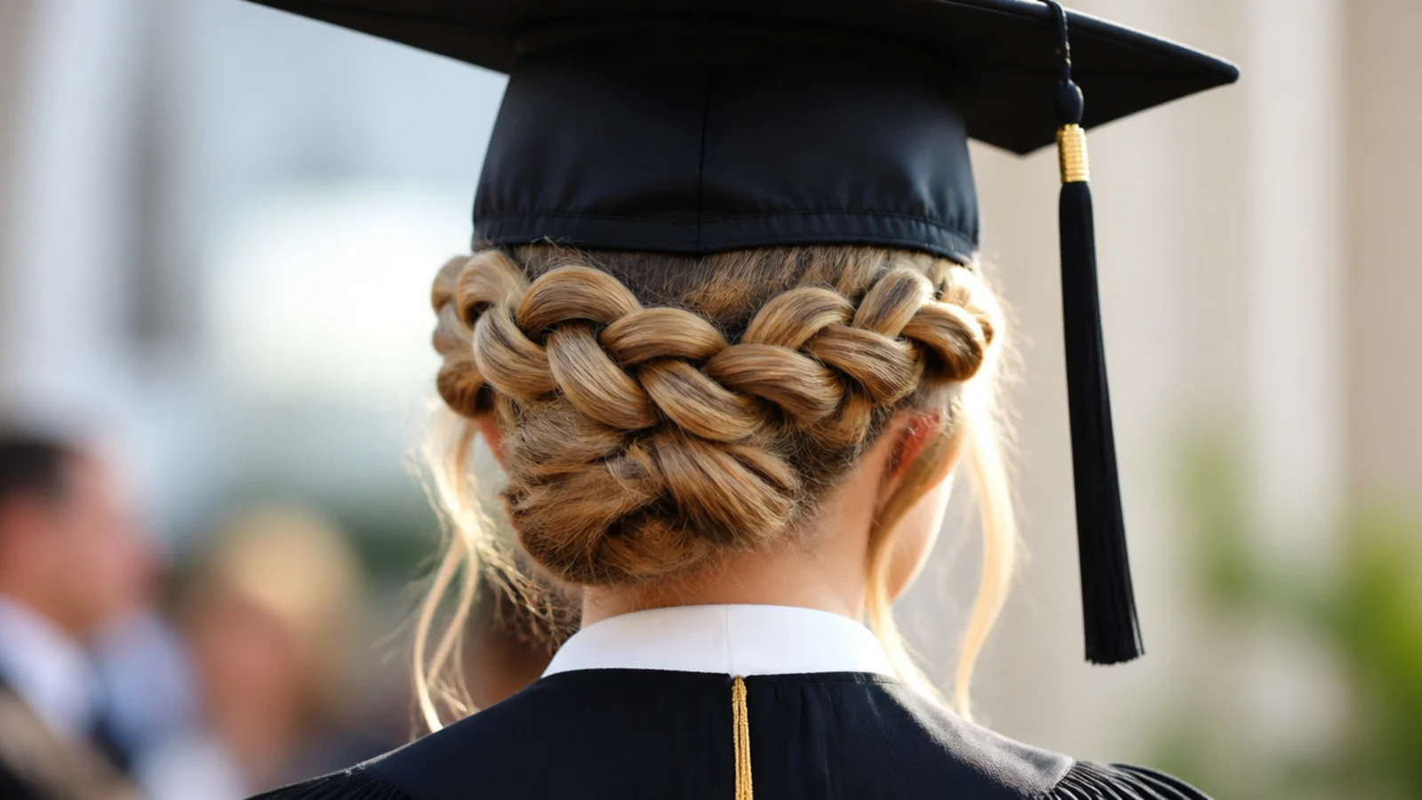 A Dutch braid curving around the back of the crown against the scalp