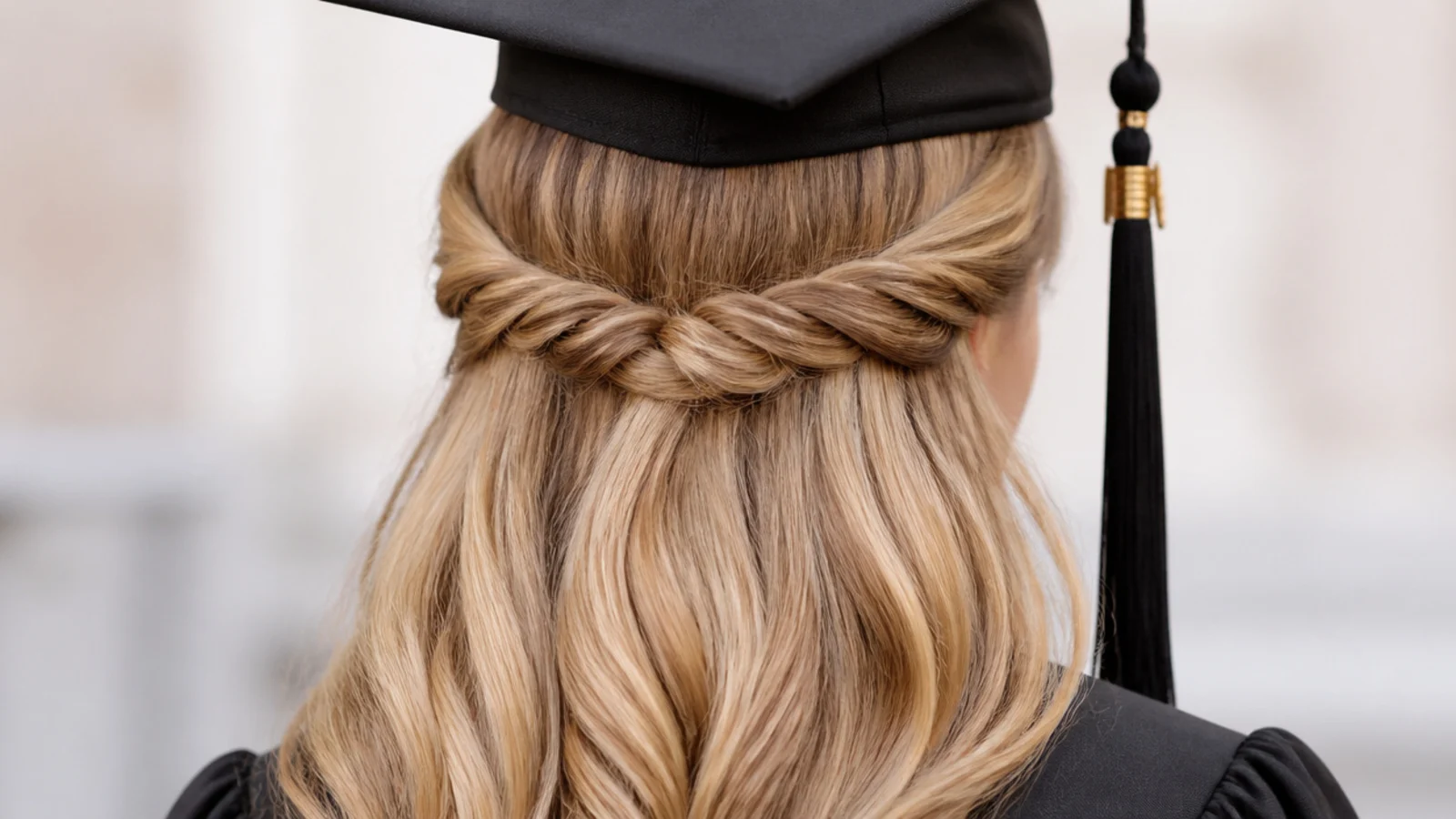 Two rope twists joined at the back of the head with the length left down