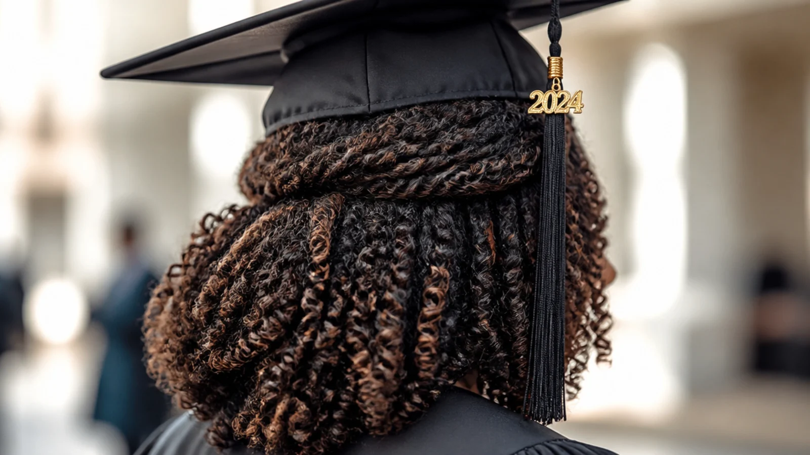 A twist out with the top section gathered back and pinned