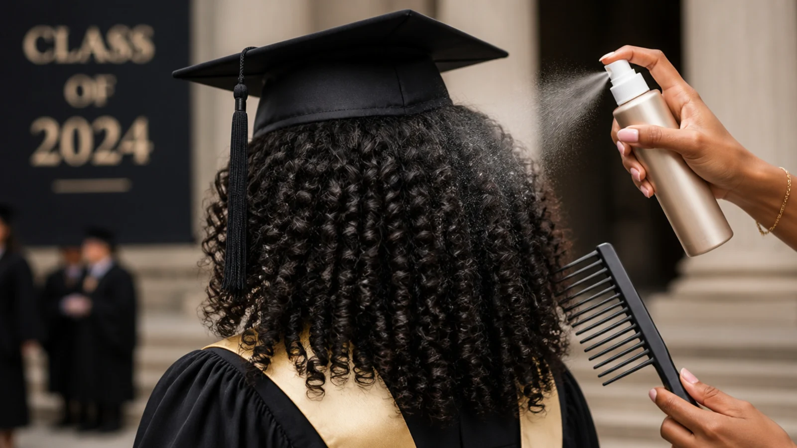 A pick being used at the roots to lift flattened curls