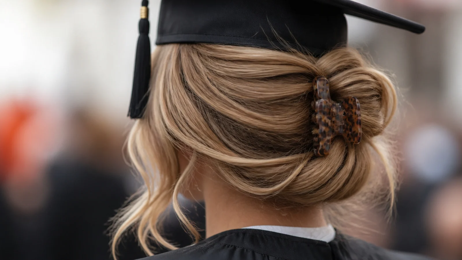 A claw clip twist coming loose with the cap pushed up behind it