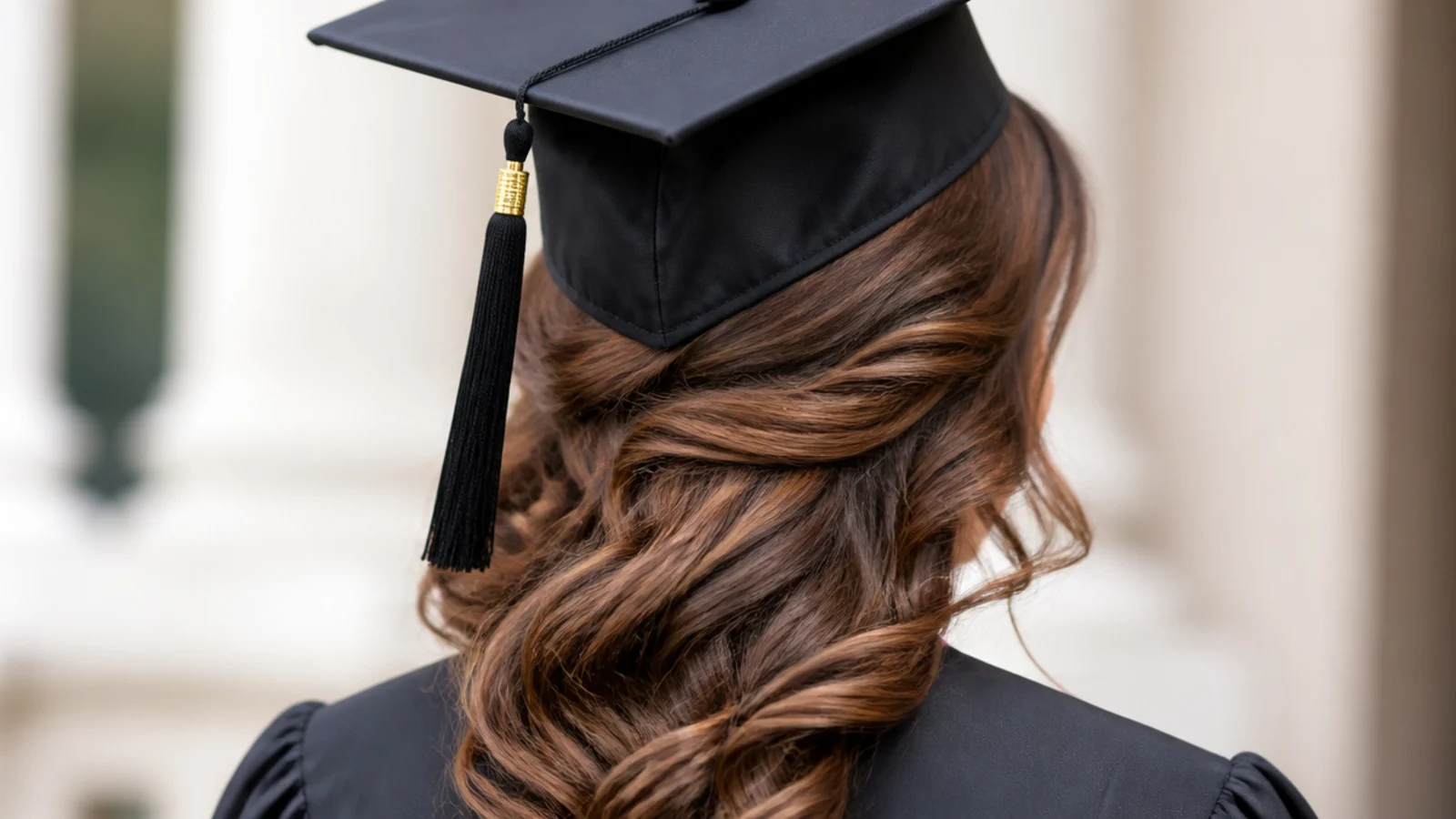 Loose waves swept over one shoulder with the crown left smooth