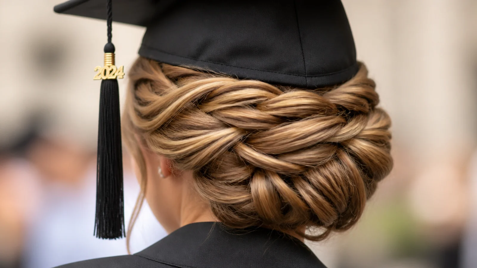 Several twisted sections pinned together into a low updo