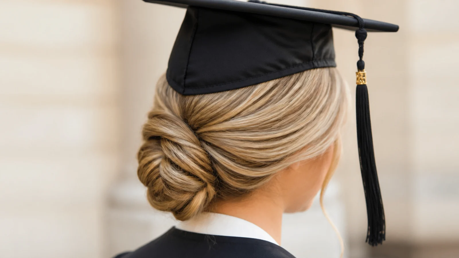 A low bun set to one side behind the ear