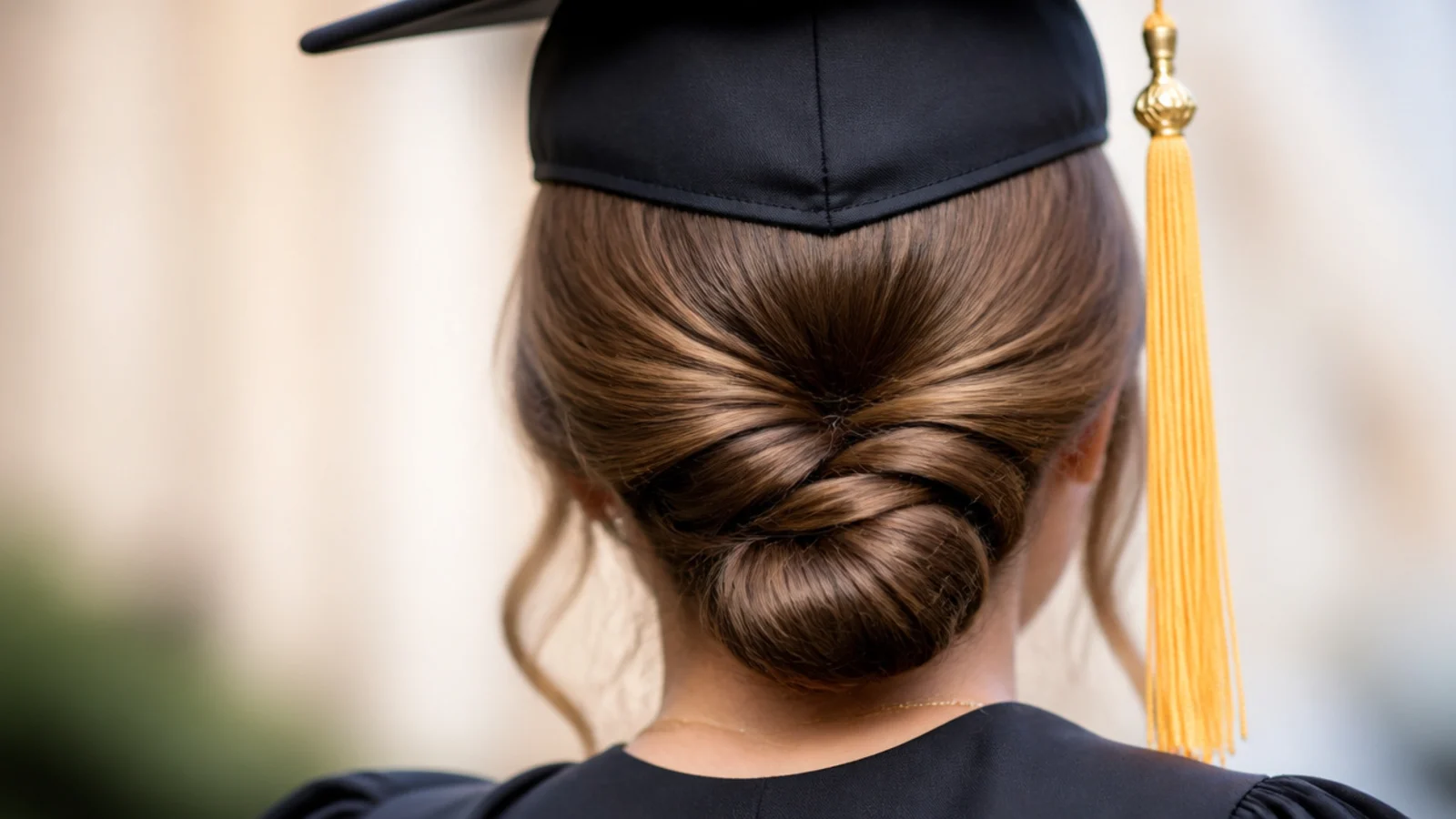 A ponytail being flipped through a gap above the elastic