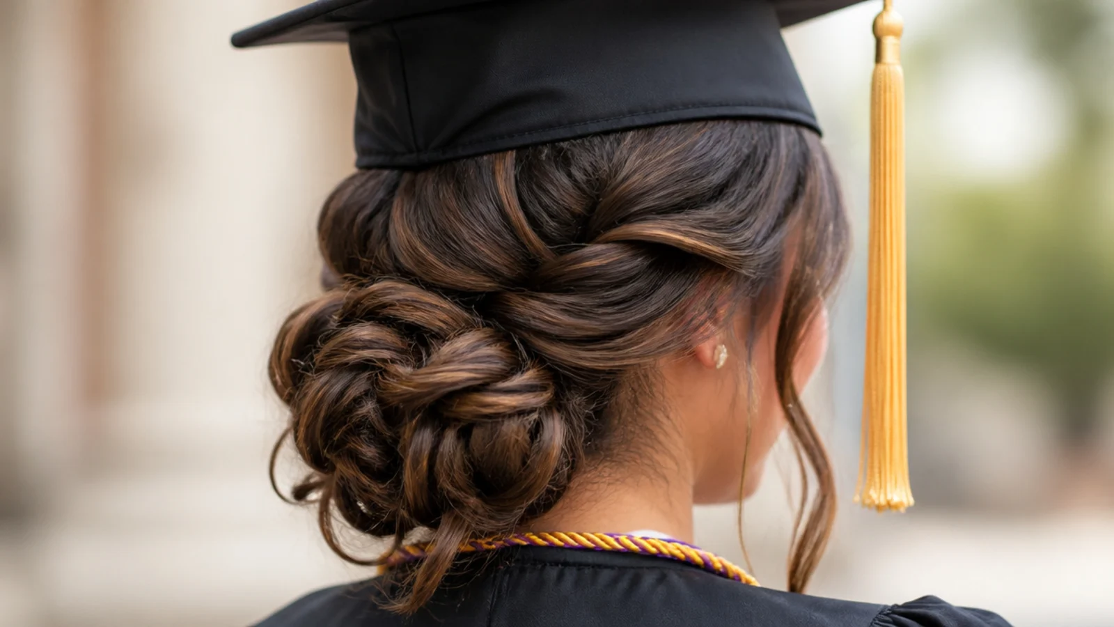 Two soft face framing pieces released at the front of an updo