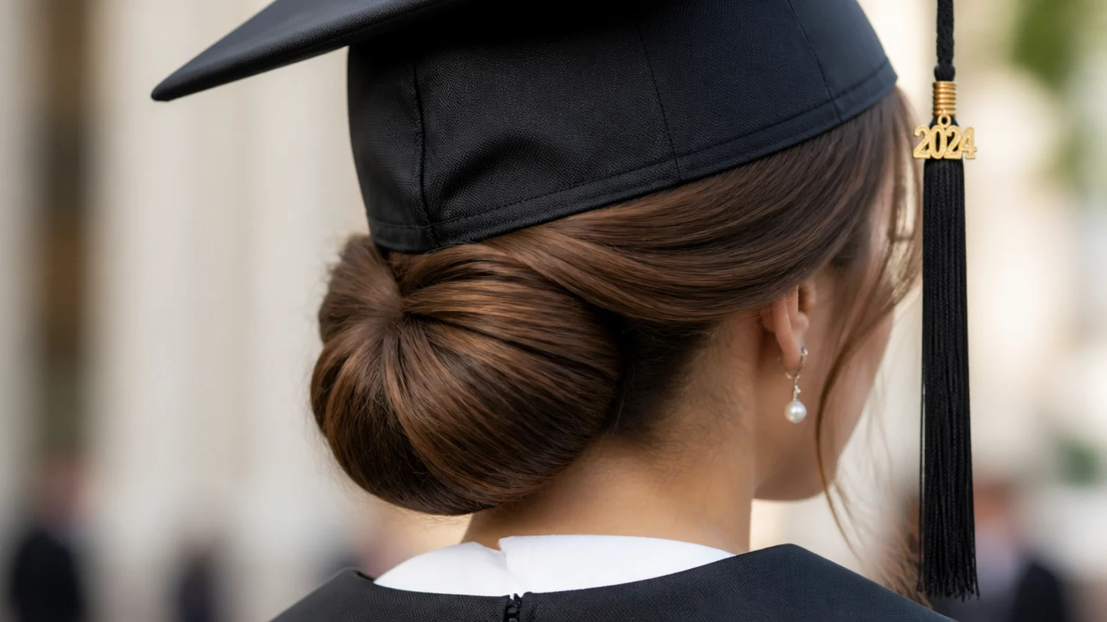 A tightly wrapped ballerina bun with a completely smooth surface