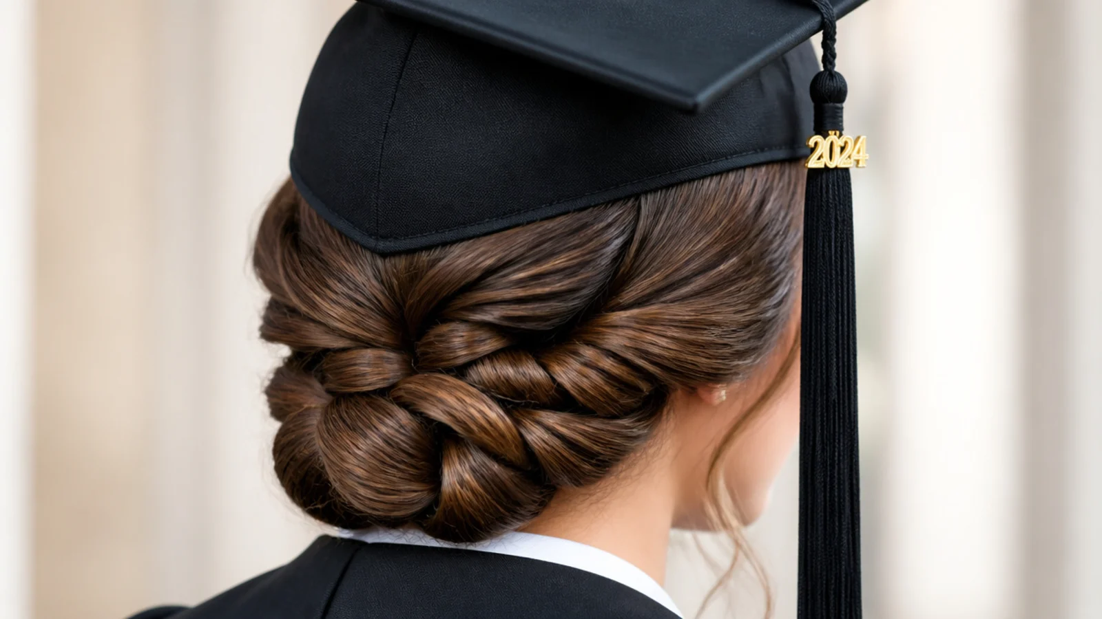 A glossy rope twist coiled into a low bun