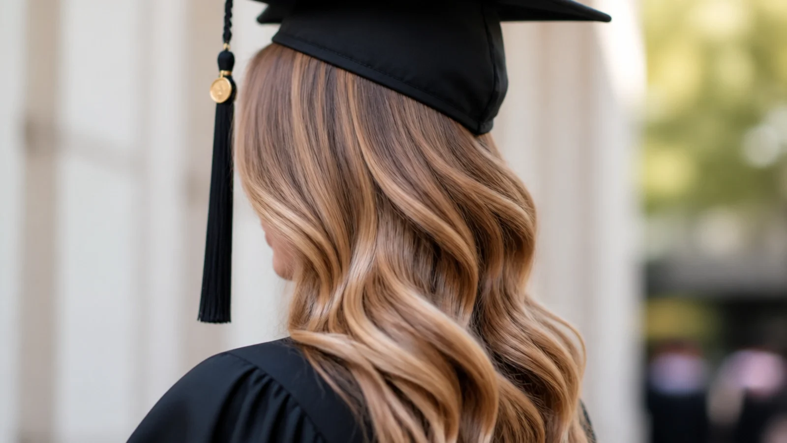 Polished waves swept over one shoulder with flat roots