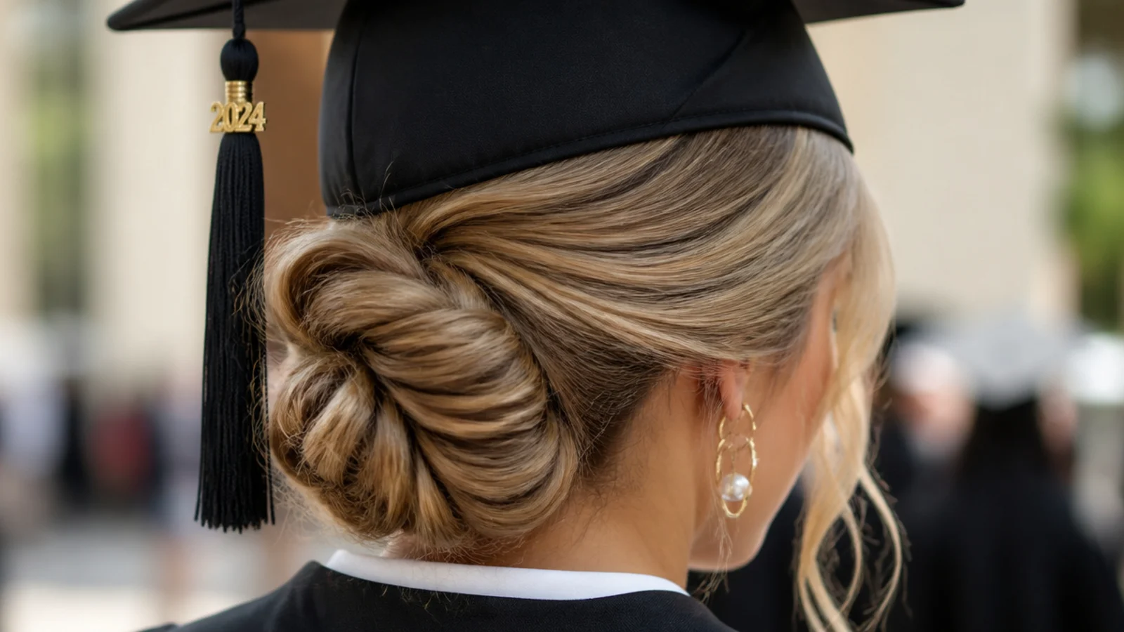 A two strand rope twist coiled into a low bun