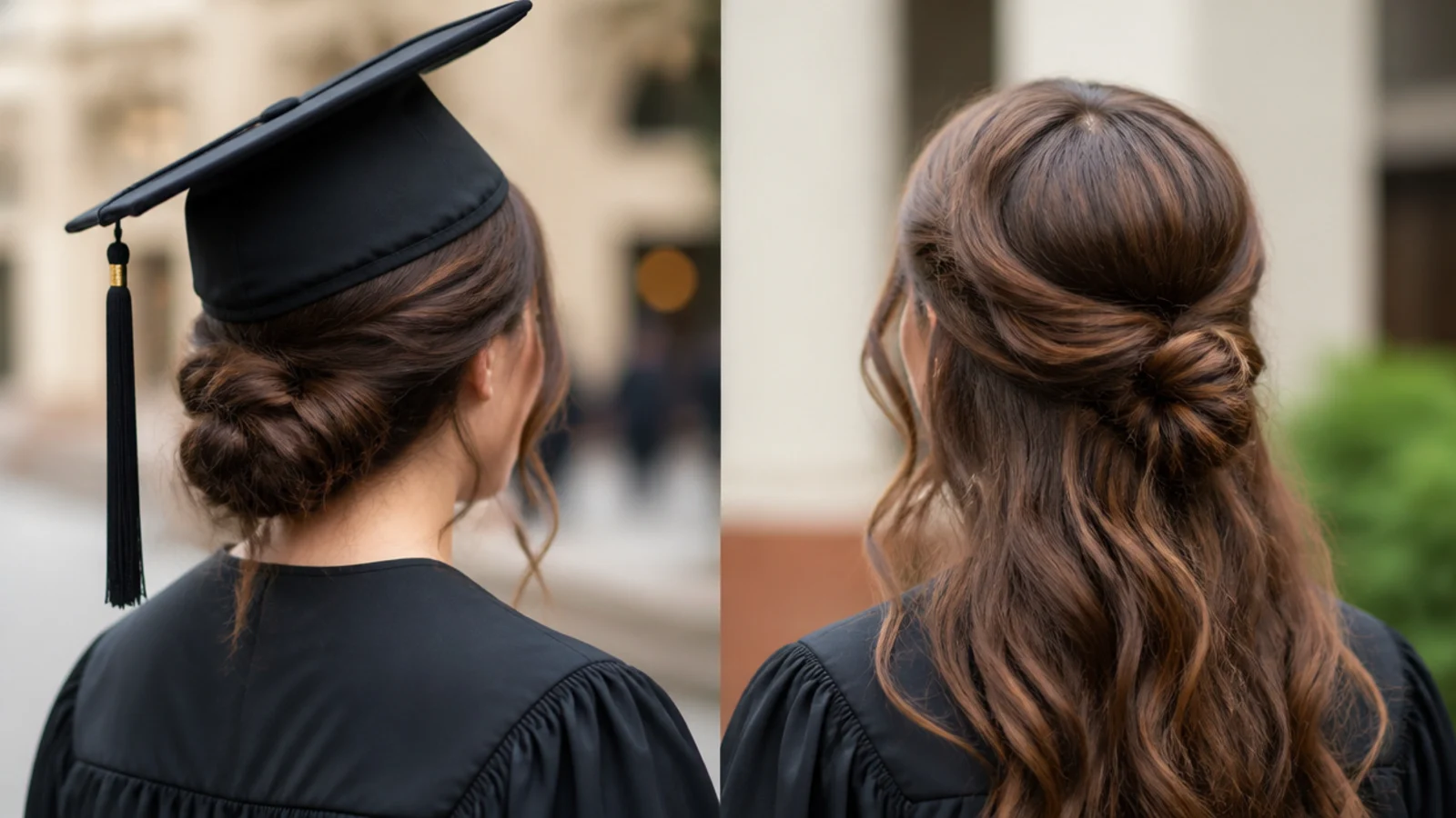 A mortarboard being lifted straight up off a graduate's head