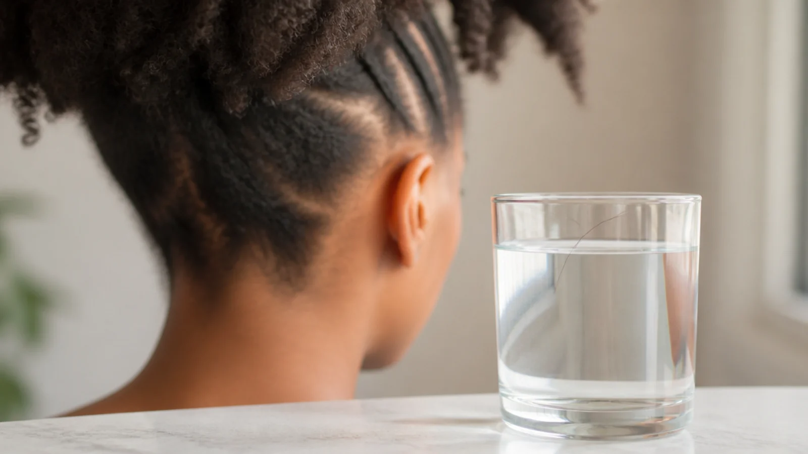 Water beading on one section of hair and soaking into another
