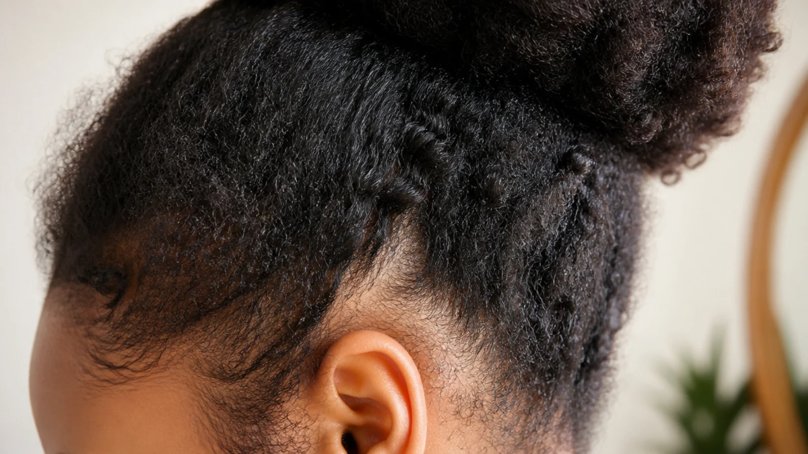 A soft brush laid gently along a damp hairline