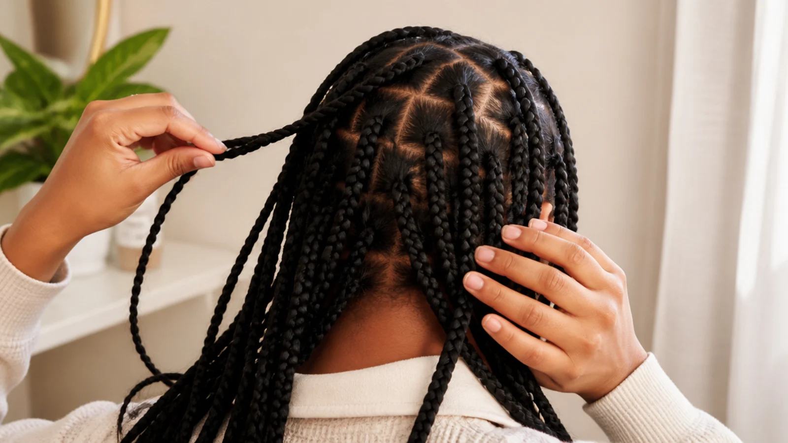 Flat twists laid back from a hairline with visible slack at the roots