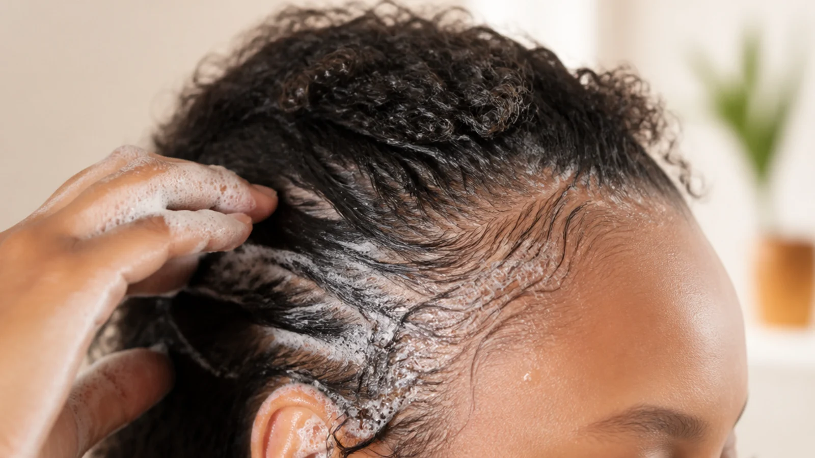 Water rinsing product residue from the front hairline