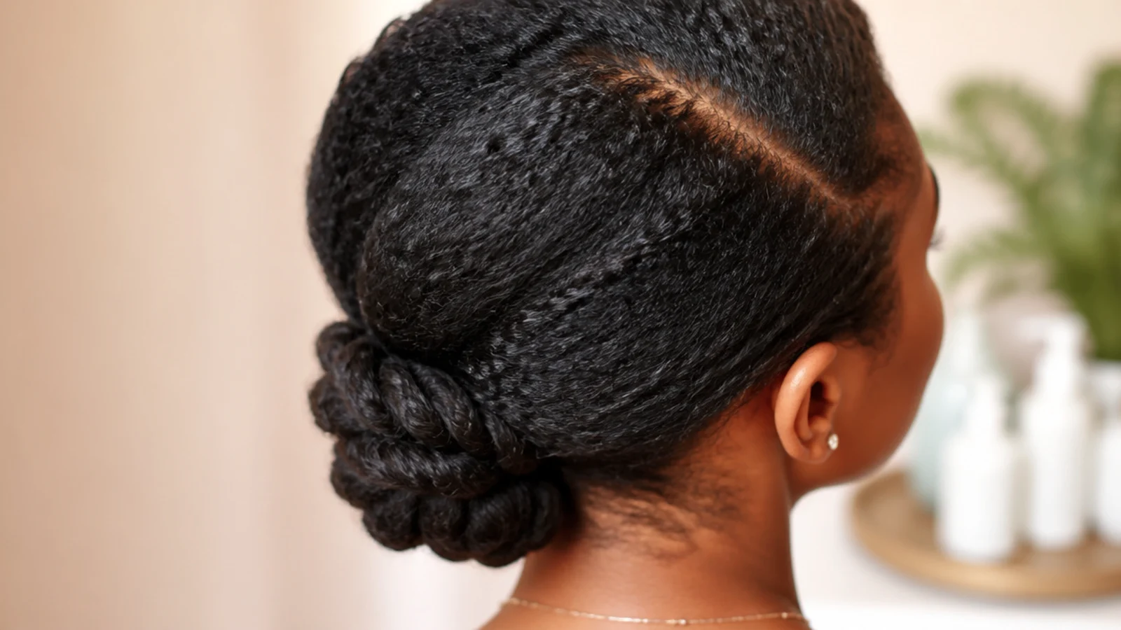 A loose single braid resting over one shoulder before bed