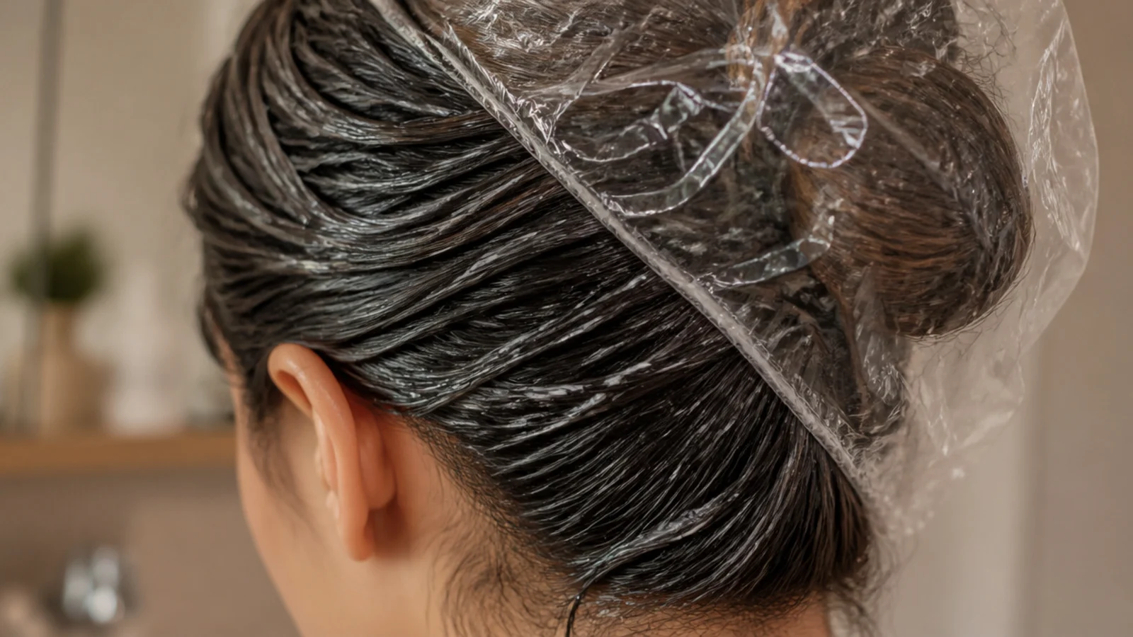 A thick mask combed through the lower two thirds of wet hair